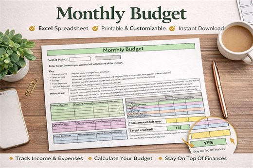 Simple Digital Monthly Budget Planner for Beginners (excel) - Etsy