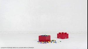 LEGO Storage Brick 4 - studs GREEN - Stackable Plastic Storage Box with Lid for Kids and Adults Ideal Desk Organizer and Toy Box - 5.6L Capacity