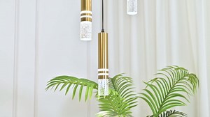 Pendant Lights Kitchen Island, Crystal Pendant Light Fixtures Mini 30W LED Modern Kitchen Pendant Lighting Over Sink and Living Room and Bedroom (Gold 5 Light)