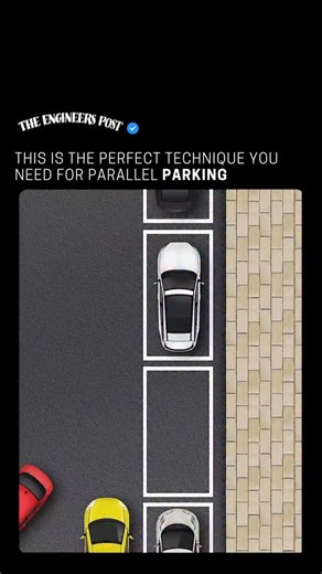 The Engineers Post on Instagram: "Most people struggle with parallel parking because they guess the angles instead of using clear visual markers. This method makes it simple: pull up beside the front car, turn fully toward the curb, reverse until your rear lines up with their bumper, straighten, then turn the other way to bring the front in. Slow steering + mirror checks = perfect parking every time. Master the steps once, and the car practically parks itself. #cars #carsoftiktok #drivingskills 