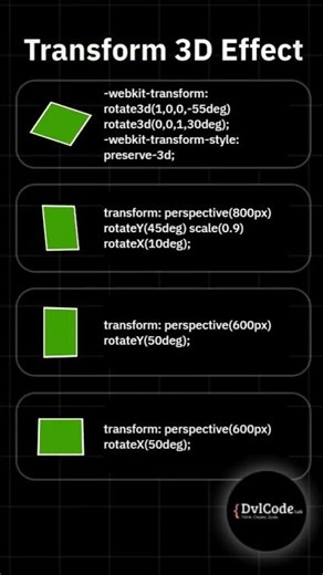 CSS 3D Transform 🔥 No JavaScript #css #animation #frontendcourse #shorts