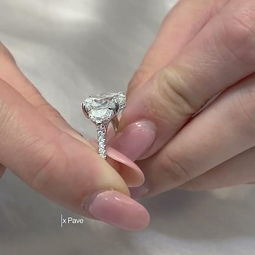 3 carat Oval Lab Diamond Three-Stone Engagement Ring