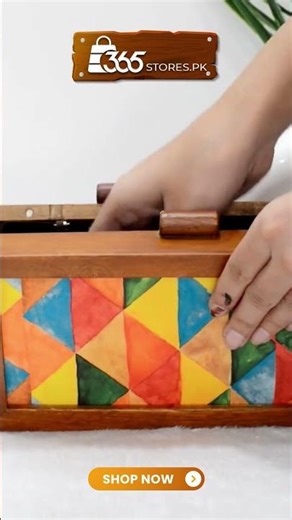 Multicolor Geometric Wooden Clutch 🎨✨ | Unique Designer Handbag for Women Pakistan | 365Stores
