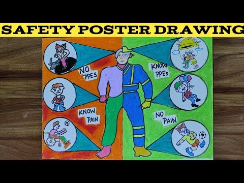 Award Winning Industrial Safety poster Drawing 2025/safe and well being crucial for Vikshit Bharat