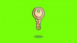 Download key with yellow color with greenscreen isolated background for free