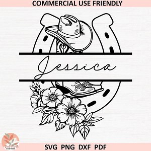 Floral Horseshoe Name Sign Svg,horseshoe Monogram Frame,cowgirl Boots and Hat Svg,horse Monogram Frame Svg,horse Cowboy,cowgirl Monogram Svg - Etsy