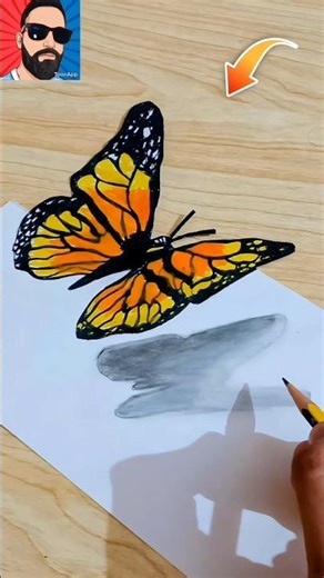 Is it REAL? 🦋 Amazing 3D Butterfly Drawing Illusion! #shorts #art