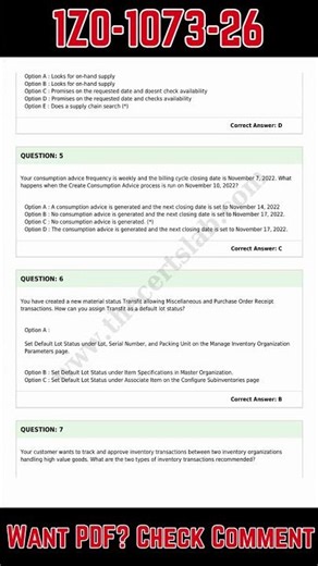 1Z0-1073-26 Exam Questions | Oracle Inventory Cloud 2026 Implementation Professional