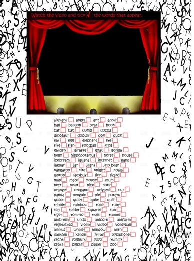 ABC songs video worksheet