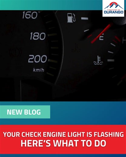 If your check engine light starts flashing while you’re driving, here’s what to do: ✅ Ease off the gas ✅ Pull over safely ✅ Don’t restart repeatedly ✅ Schedule diagnostics right away Learn more about each step and why timing matters.  Read the full blog here: firestoneofdurango.com/what-to-do-when-your-check-engine-light-is-flashing-durango | Firestone of Durango | Facebook