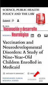 #Vacunación y #trastornos del #desarrollo #neurológico: un estudio de #niños de nueve años inscritos en Medicaid 🚨🚨🚨 Un estudio revisado asocia La #vacunación infantil con el #autismo, los #trastornos #neurológicos. En Florida se realizó un estudio sobre 47.155 niños de 9 años inscritos en Medicaid y encontró un mayor riesgo de trastornos del desarrollo neurológico (NDD) en los niños vacunados, especialmente en los bebés prematuros (riesgo 3,58 veces mayor). Además, el riesgo de trastorno del