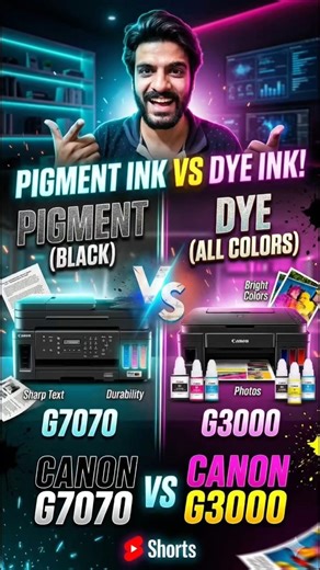 🔥 Dye inks vs Pigment inks difference Canon g7070vs canon G3000 #dye #pigment #inktankprinter #yt