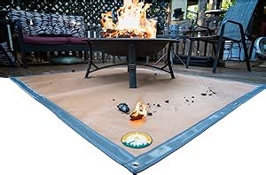 Fireside Outdoor Portable Fire Pit Mat for Under Grills - Under Grill Mats for Outdoor Grill Deck Protector, Solo Fire Pit Accessories, Fireproof Mats, BBQ Pits, Firepit - Ember Mat, 67"x60"