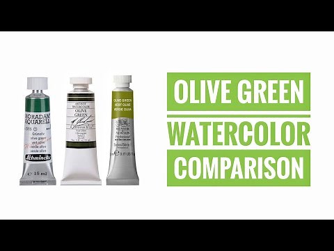 Olive Green Watercolor Comparison - Winsor & Newton - Lukas - Schmincke - Roman Szmal - Mijello