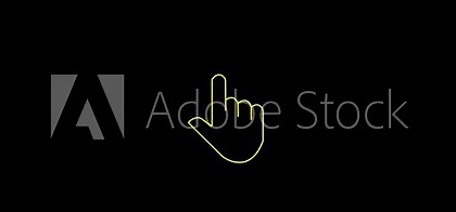 Hand mouse cursor icon on black background. hand cursor with click and accent. Mouse pointer hand click icon animation. Clicking finger icon with black background