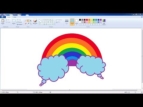 How to draw Rainbow | Step by step | Ms Paint drawing | Rainbow with cloud | computer drawing |
