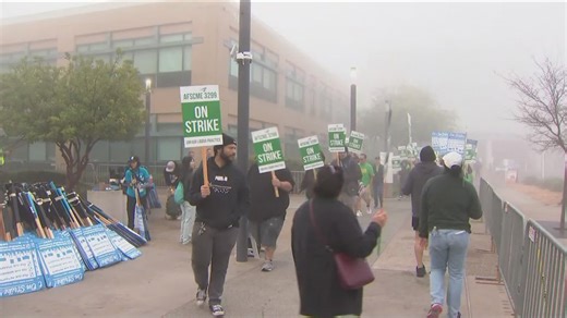 Thousands of UCSD health workers walk off the job for a second day Thursday morning