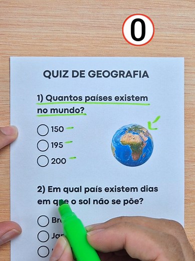 Quiz de geografia: Quantos países existem no mundo? #quiz #geografia #paises #conhecimento #aprender