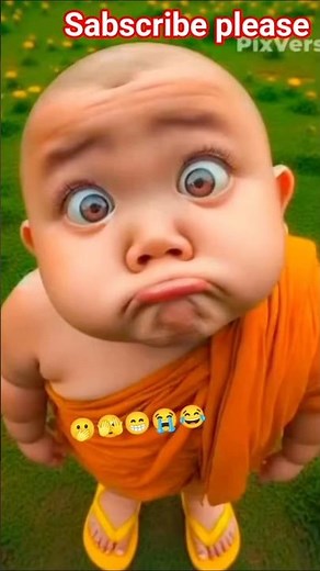 Cute Baby Monk Funny Bubbles 😂 | Baby Making Funny Faces & Fart Bubble Short