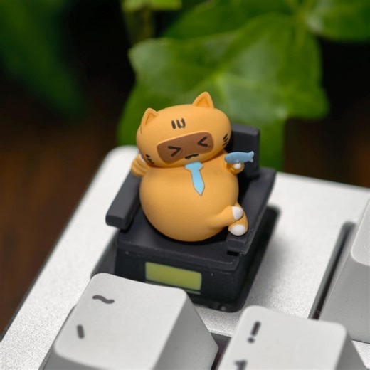 Slacking Off Cat Artisan Keycap | Funny Office Esc Keycap