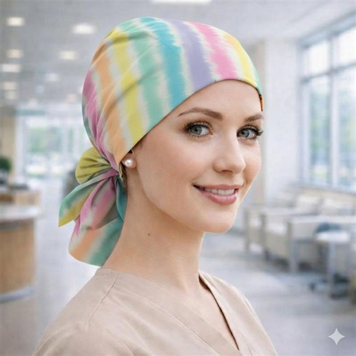 Ponytail Scrub Hat Pastel Tie Dye Nurse Surgical Headwear Long Hair Women - Etsy
