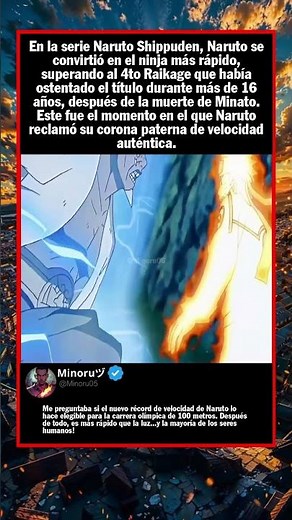 En la serie Naruto Shippuden, Naruto se convirtió en el ninja más rápido, supera...