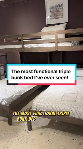 The Most Functional Triple Bunk Bed with Top Storage Space and Shared Nightstand!
