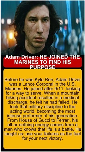 Adam Driver Marines Discipline Ferrari, life stories of celebrities