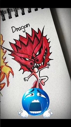 Scary Fire Dragon Drawing 🔥😱 | Anime Dragon Art Speed Drawing #anime #dragon