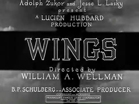 Wings is a 1927 and 1929 American silent film known for winning the first Academy Award for Best Picture. The film stars Clara Bow, Charles "Buddy" Rogers, and Richard Arlen. Rogers and Arlen portray World War I combat pilots in a romantic rivalry over a woman. It was produced by Lucien Hubbard, directed by William A. Wellman, and released by Paramount Pictures. Gary Cooper appears in a small role which helped launch his career in Hollywood. The film, a romantic action-war picture, was rewritten