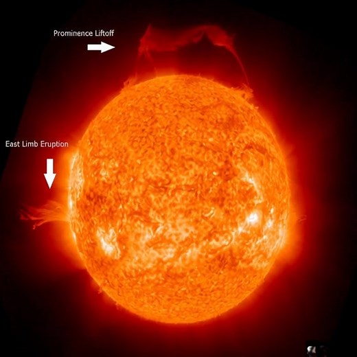 Definitely! This video shows a powerful event on the Sun. ☀️ Solar Activity Explained The video shows a spectacular astronomical event on the Sun. Here is what the terms mean: * Prominence Liftoff / Prominence Eruption: * A solar prominence is a huge, bright feature made of cool, dense plasma (electrically charged gas) that extends outward from the Sun's surface, often in a loop shape, held up by the Sun's magnetic field. * A Liftoff or Eruption is when this prominence breaks free from the Sun, 