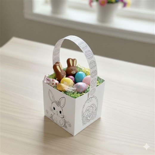 Printable Easter Basket Template for Kids | Paper Craft Cut & Fold | Preschool Kindergarten Spring Activity - Etsy