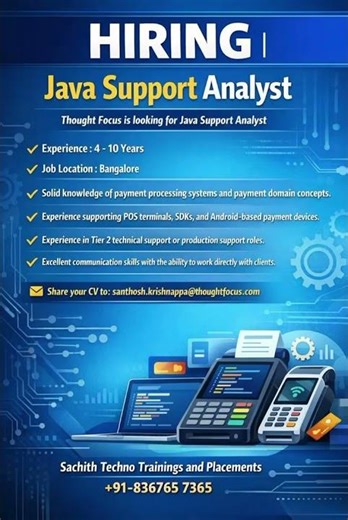 Java Support Analyst Jobs in Bangalore | Thought Focus Hiring 4–10 Years | Sachith Techno Trainings