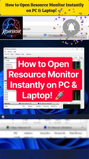 How to Open Resource Monitor Instantly on PC & Laptop! 🚀 #shorts
