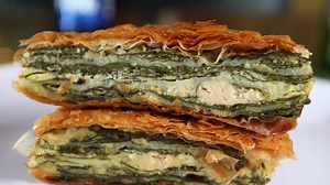 13K views · 340 reactions | Layers and layers and layers of delicious Spanakopita. Dive into this Spinach Pie perfection. | Phantom Gourmet | Facebook