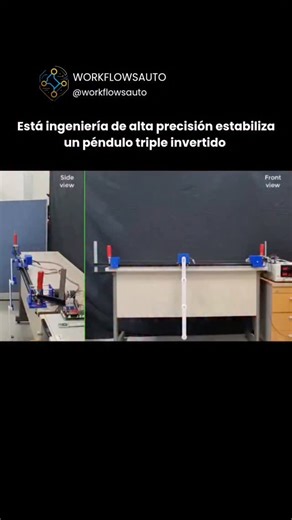 | Inteligencia Artificial | Tecnología on Instagram: "Controlar un péndulo invertido triple en tiempo real es uno de los retos más clásicos (y difíciles) de la ingeniería de control, y este vídeo lo demuestra en la práctica. El sistema mantiene la estabilidad mientras realiza transiciones suaves entre los ocho puntos de equilibrio posibles, ejecutando el lazo de control con una tasa de muestreo de 1 milisegundo. Implementado con Simulink y hardware LW-RCP02, el montaje evidencia la precisión y v