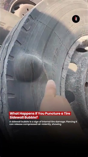🛞💥 Ever wondered what happens if a tire sidewall bubble is punctured?