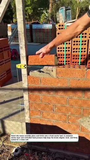 This Simple Bricklaying Method Keeps Every Course Straight Today #Bricklaying #Masonry #construction