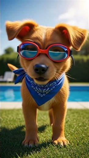 🐶 “Rocket Puppy’s First Pool Mission!”#FunnyDog funny dog