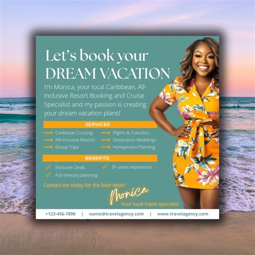 Travel Agent Flyer Template: Marketing Announcement, Canva Editable - Etsy