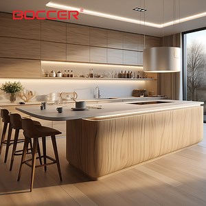 [Hot Item] Anti-Slam Sliding Full-Extension Drawer-Slide Customizable Glossy Island Kitchen Cabinet