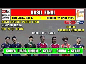 Hasil Lengkap Final Badminton Asia 2026 Hari Ini ~ KOREA JUARA UMUM 3 GELAR ~ CHINA 2 GELAR