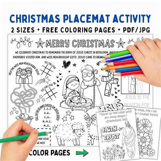 Nativity Coloring Sheet, Christmas Coloring Page for Kids, Christian Birth of Jesus Craft Games, Sunday School Activity Sheet - Etsy