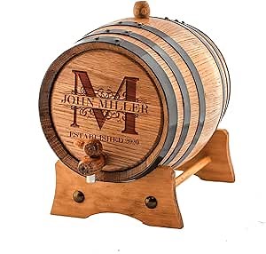 Custom Whiskey Barrel - Personalized Wine Barrel - Engraved Oak 2 Liter Barrel | Age your own Tequila, Whiskey, Rum, Bourbon, Wine