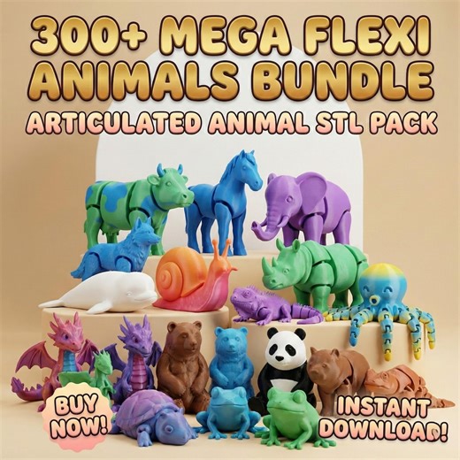 300  Flexi Animals STL Bundle. Articulated Fidget Toys. Print in Place 3D Files - Etsy