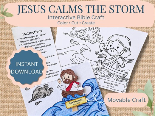 Manualidad de Jesús calmando la tormenta / Actividad interactiva sobre una historia bíblica (Descarga digital) - Etsy España