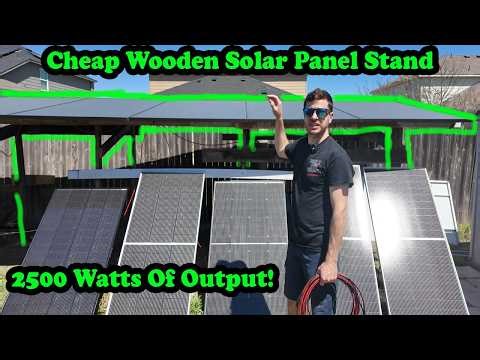 Cheap Wooden Solar Panel Mount Built For Free! Holds 7 Large Panels Off Grid Solar 48 Volt