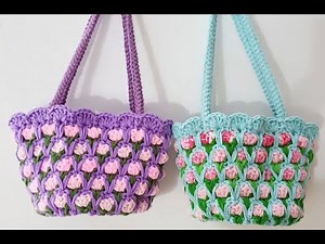 Beautiful tulip flower bag tutorial.Free pattern and tutorial.