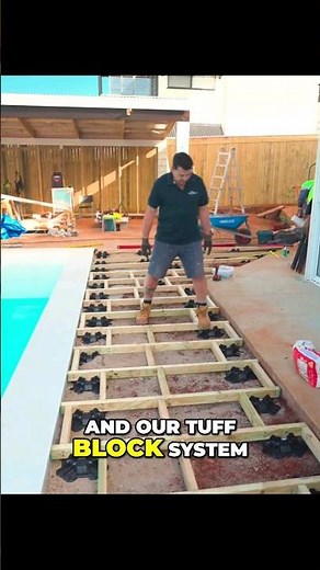 Testing the first section of deck built on deck blocks #deckbuilding #diyprojects #landscapedesign