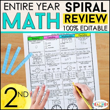 2nd Grade Math Spiral Review - Morning Work, Math Homework, or Warm Ups BUNDLE